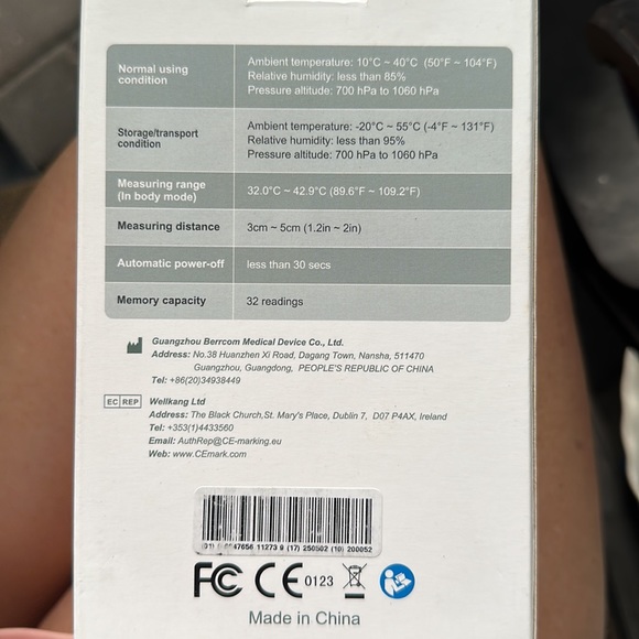 No contact infrared thermometer new in box - Picture 2 of 3